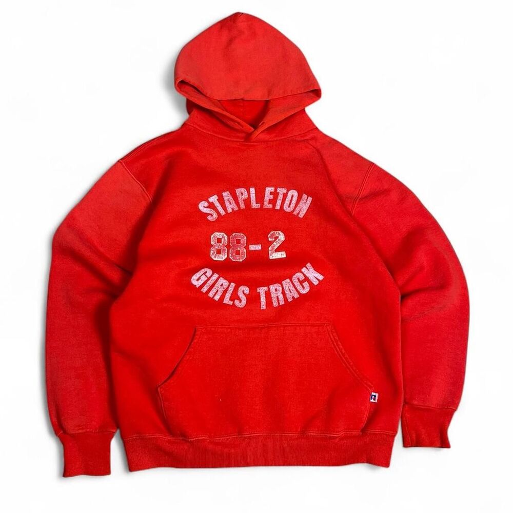 vintage made in usa Russell-athletic Men's Red Hoodie